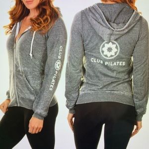Club Pilates Logo grey zip up lightweight sweatshirt